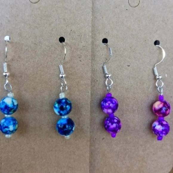 Two pairs NWT .925 silver beaded earrings.. - Picture 1 of 4